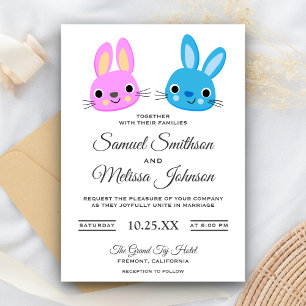 Cute Kawaii Bunny Faire-part de mariage de lapin