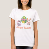 Cute Kawaii Bunny Happy Easter T-shirt (Voorkant)