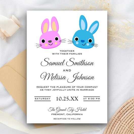 Cute Kawaii Bunny Lapbit Faire-part de mariage
