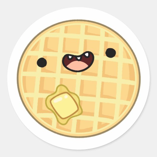 Cute Kawaii Butter Waffle Ronde Sticker (Voorkant)