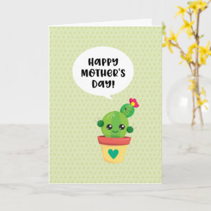 Cute Kawaii Cactus Family Moederdag Kaart