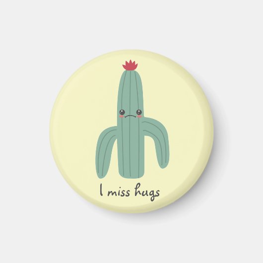 Cute Kawaii Cactus Misses Hugs Magneet (Voorkant)
