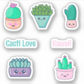 Cute Kawaii Cactuses Sticker (Voorkant)