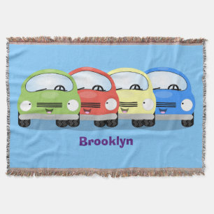 Cute kawaii cars cartoon illustratie deken