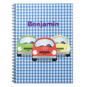 Cute kawaii cars cartoon illustratie notitieboek