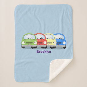 Cute kawaii cars cartoon illustratie sherpa deken