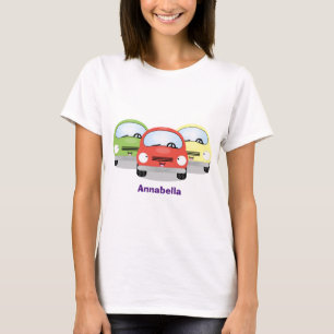 Cute kawaii cars cartoon illustratie t-shirt