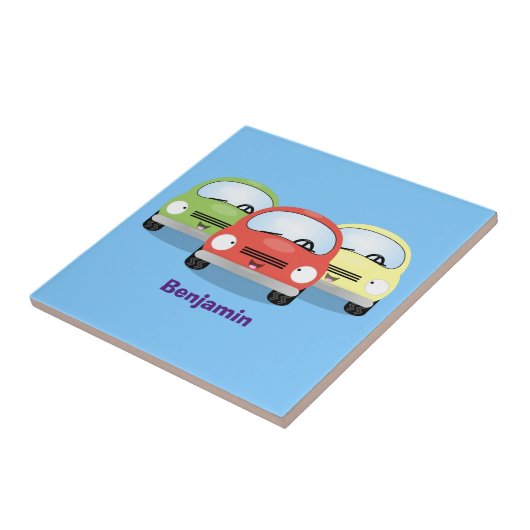 Cute kawaii cars cartoon illustratie tegeltje (Zijkant)