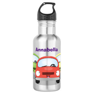 Cute kawaii cars cartoon illustratie waterfles