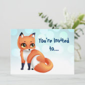Cute Kawaii cartoon fox bithday party Kaart (Staand voorkant)