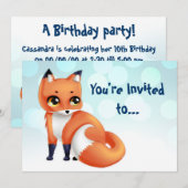 Cute Kawaii cartoon fox bithday party Kaart (Voorkant / Achterkant)