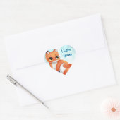 Cute Kawaii cartoon fox Hart Sticker (Envelop)