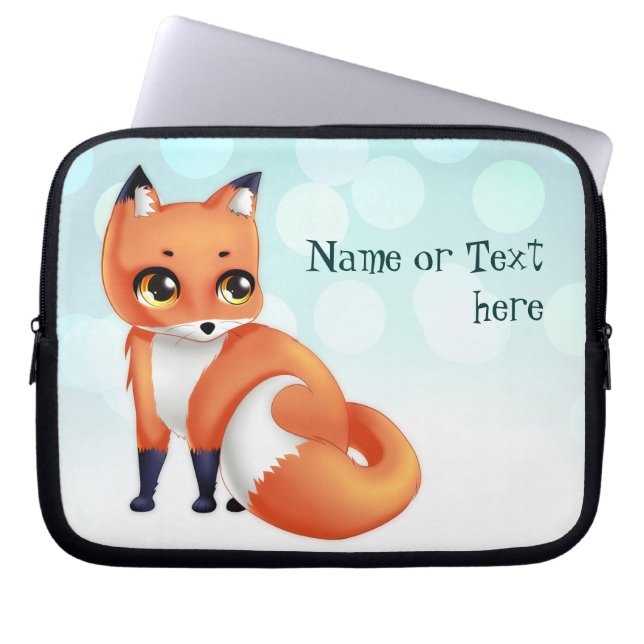 Cute Kawaii cartoon fox Laptop Sleeve (Voorkant)