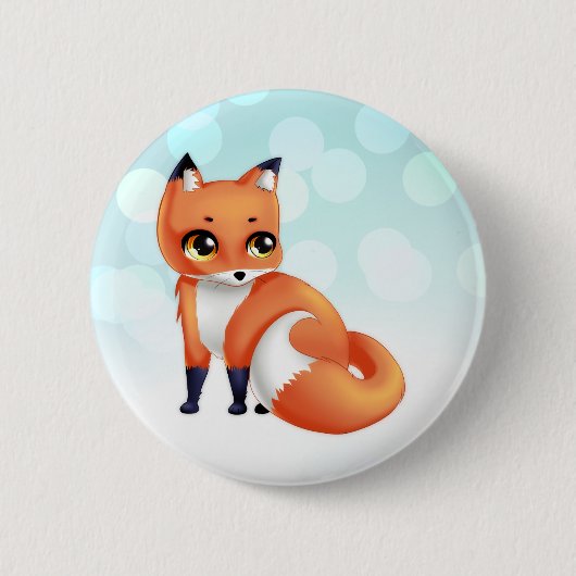 Cute Kawaii cartoon fox Ronde Button 5,7 Cm (Voorkant)