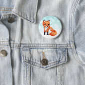 Cute Kawaii cartoon fox Ronde Button 5,7 Cm (In situ)