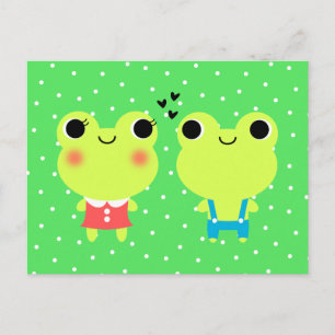Cute Kawaii Cartoon Frog Valentijns Briefkaart