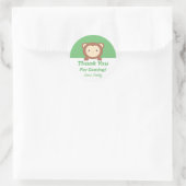 Cute Kawaii Cartoon Monkey bedankt voor uw komst Ronde Sticker (Tas)