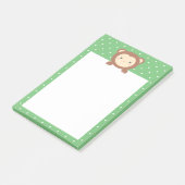Cute Kawaii Cartoon Monkey Green Polka Dots Post-it® Notes (Schuin)