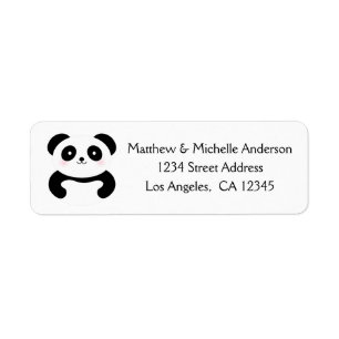 Cute Kawaii Cartoon Panda Beer zwart-wit Etiket