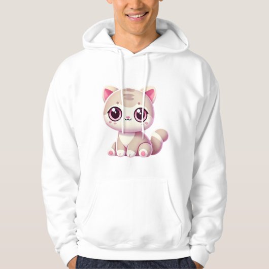 Cute Kawaii Cat Adorable Pastel Pink Kitty Design Hoodie (Voorkant)