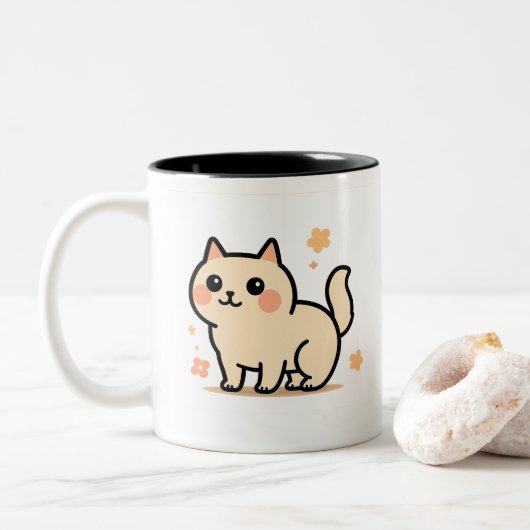 Cute Kawaii Cat Birthday Mug for Kids | Fun Gift  (Avec donut)