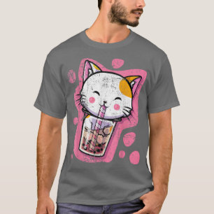 Cute Kawaii Cat Bubble Tea Japanse Anime Women of T-shirt