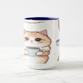 Cute Kawaii Cat Coffee Mug - Cat Lover Gift - Pers (Centre)