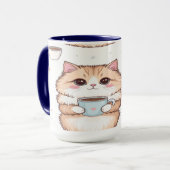 Cute Kawaii Cat Coffee Mug - Cat Lover Gift - Pers (Devant gauche)