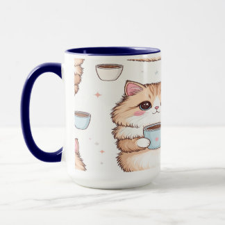 Cute Kawaii Cat Coffee Mug - Cat Lover Gift - Pers Mok