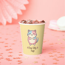 Cute Kawaii Cat Free Kitty Hugz Pastel Party Paper