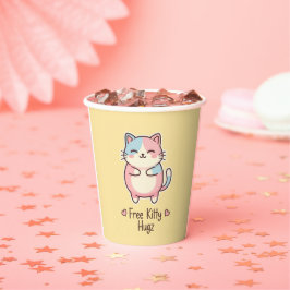 Cute Kawaii Cat Free Kitty Hugz Pastel Party Paper Papieren Bekers