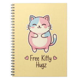 Cute Kawaii Cat "Free Pup Hugz" Personalized Pas Notitieboek