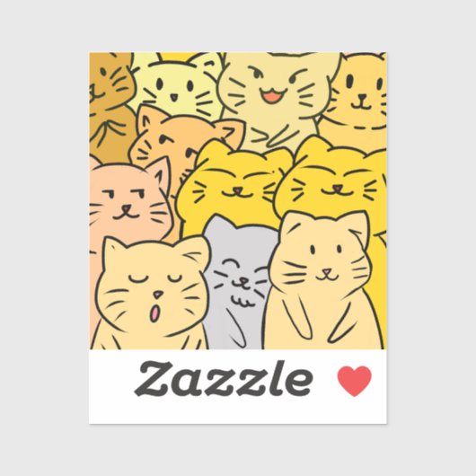 Cute Kawaii Cat Illustration Stickers (Feuille)