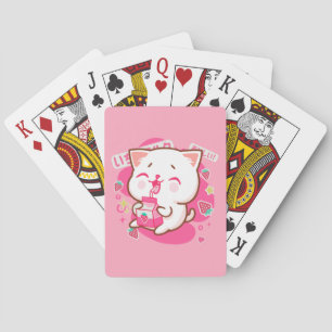 Cute Kawaii Cat Japanse aardbeienmelk Pokerkaarten