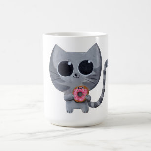 Cute Kawaii Cat met Donut Koffiemok