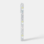 Cute Kawaii Cat Pattern Gray Yellow Monogram iPhone 15 Hoesje (Linkerkant)