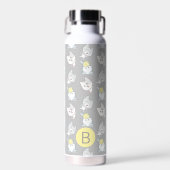 Cute Kawaii Cat Pattern Gray Yellow Monogram Waterfles (Voorkant)