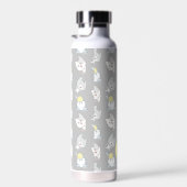Cute Kawaii Cat Pattern Gray Yellow Monogram Waterfles (Rechts)