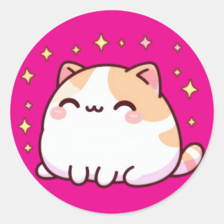 Cute kawaii cat ronde sticker