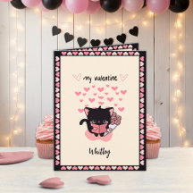 Cute Kawaii Cat Valentine’s Day Kids Holiday Card