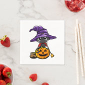 Cute Kawaii Cat Witch Halloween Cat Lover Servet (Insitu)