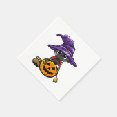 Cute Kawaii Cat Witch Halloween Cat Lover Servet (Hoek)