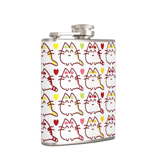 Cute Kawaii Cats and Hearts Pattern Heupfles (Rechts)