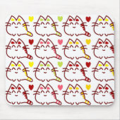 Cute Kawaii Cats and Hearts Pattern Muismat (Voorkant)