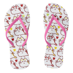 Cute Kawaii Cats and Hearts Pattern Teenslippers