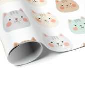 Cute Kawaii Cats Hand-Drawn Illustrations Pastel Cadeaupapier (Rol Hoek)