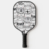 Cute Kawaii Cats in Black and White met roze Pickleball Paddle (Voorkant)