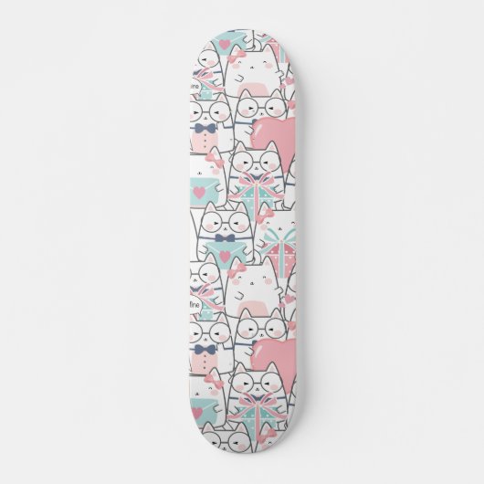 Cute Kawaii Cats with Hearts Skateboard (Voorkant)