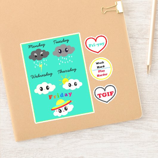 Cute Kawaii Célébrer les week-ends Sticker TGIF Pa (Carnet)