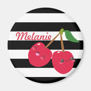 Cute Kawaii Cherry Striped Personalized Magneet